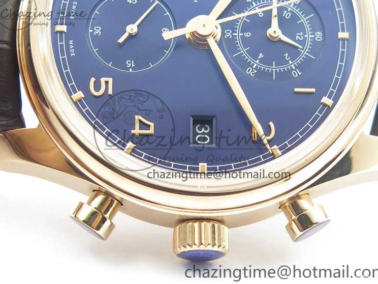MIROTIME 0101 Portugieser Chrono  42 IW390406 RG ZF 1:1 Best Edition Blue Dial on Brown Leather Strap A Durable 7129